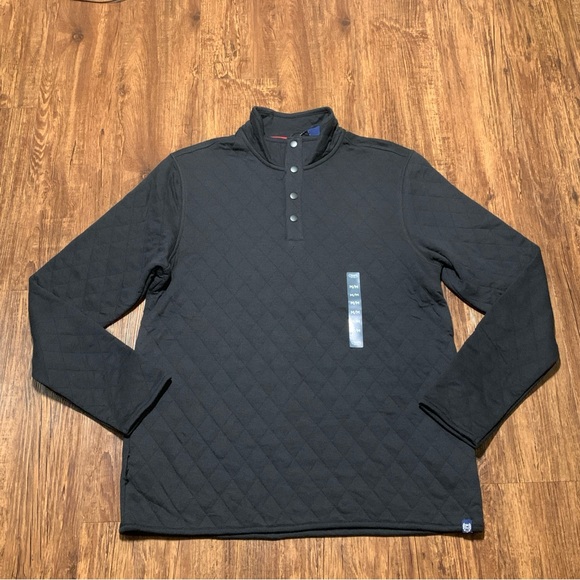 Chaps Quarter Snap Pullover Quilted Black Men’s Sz L NWT - Picture 2 of 8